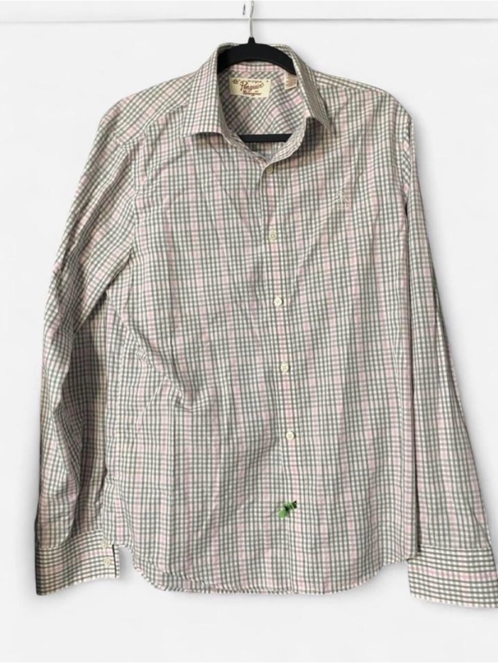 Original Penguin Men's Plaid Button-Up Shirt - Green & White